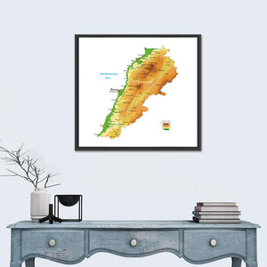 Lebanon Physical Map Wall Art