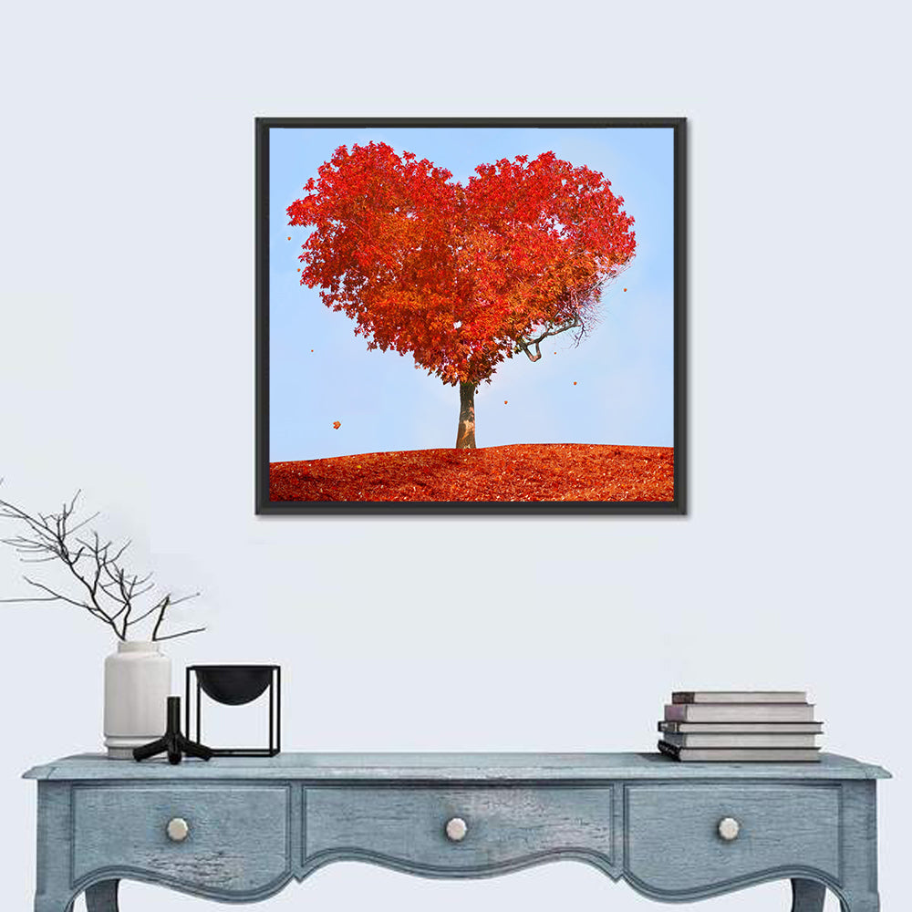 Heart Shaped Tree Wall Art in a room, square