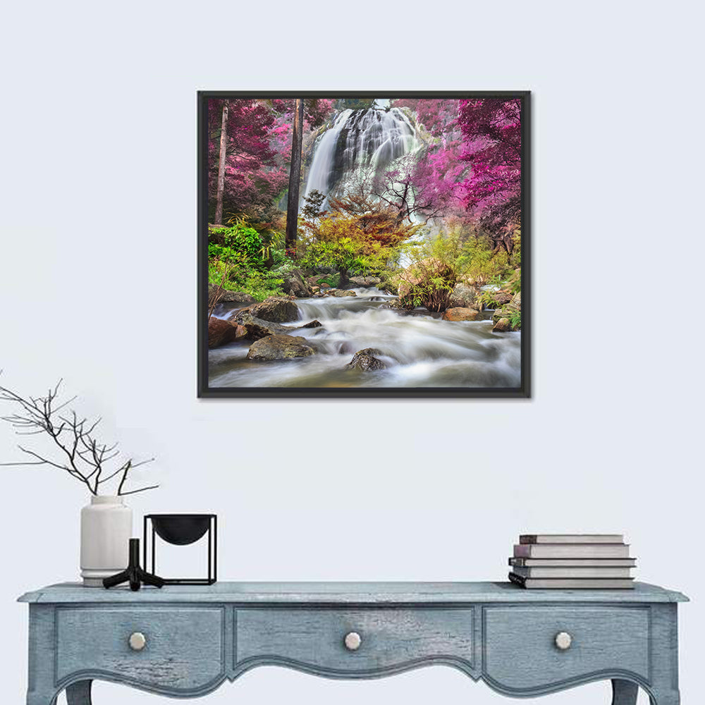 Klonglan Forest Waterfall, Thailand Wall Art in a room, square