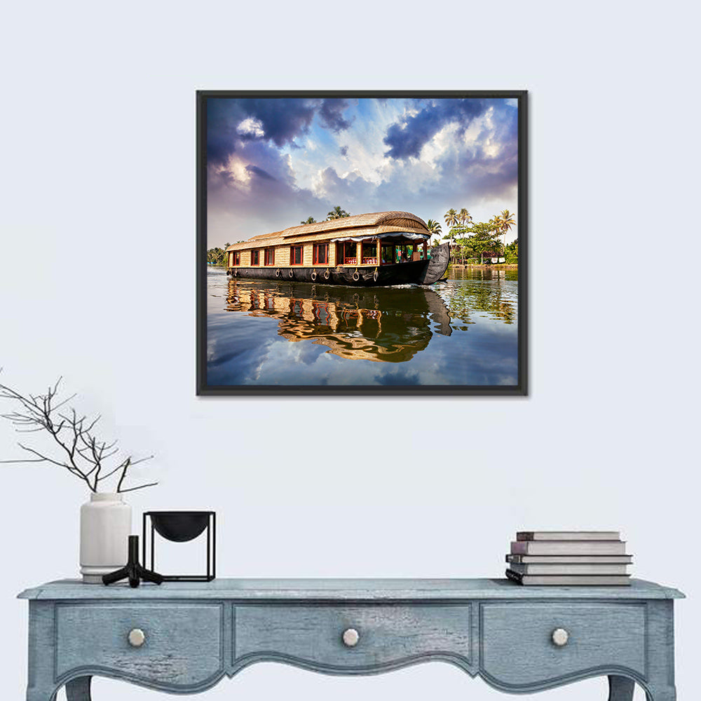 Alleppey Houseboat, Kerala Backwaters Wall Art in a room, square