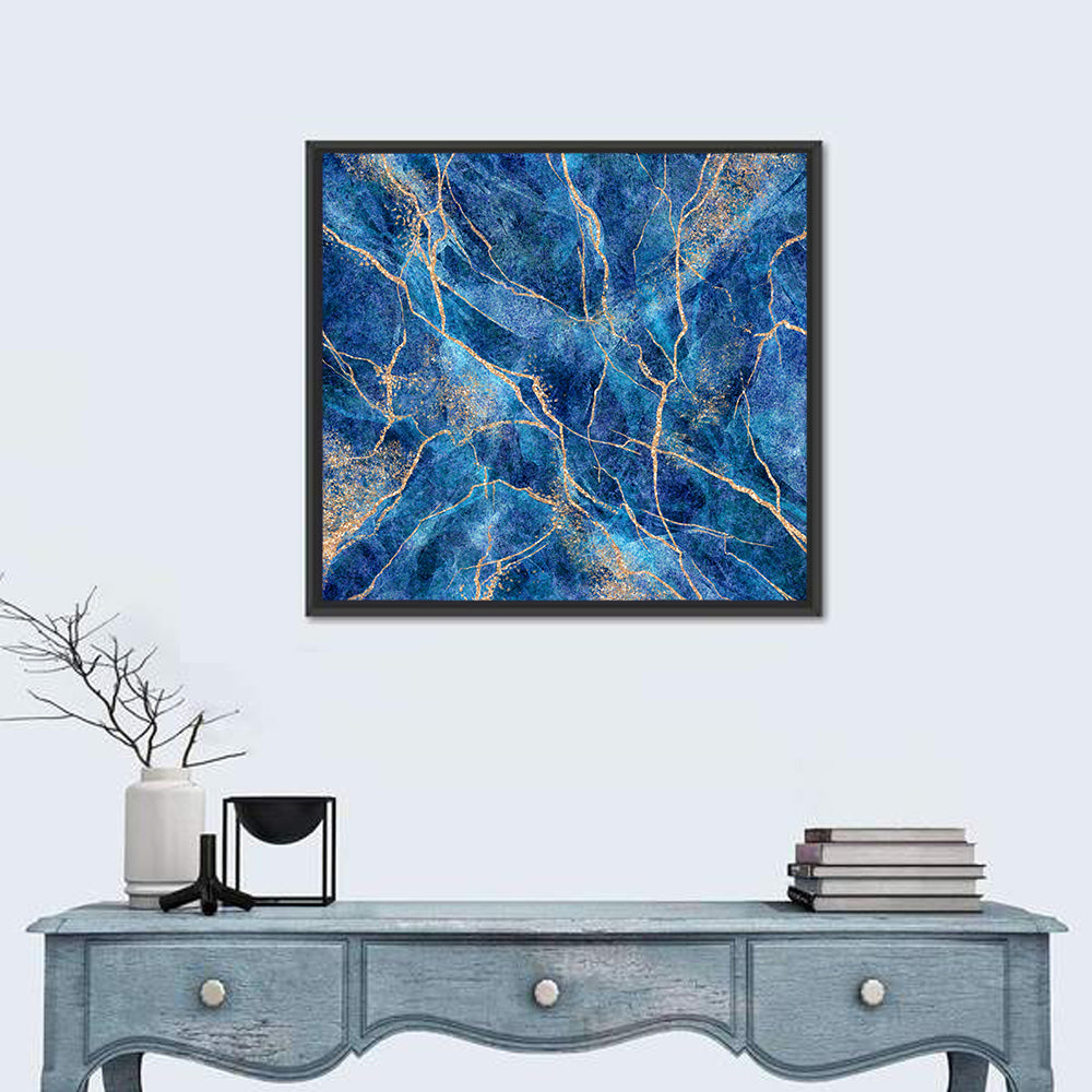 Blue Marble with Gold Veins Wall Art