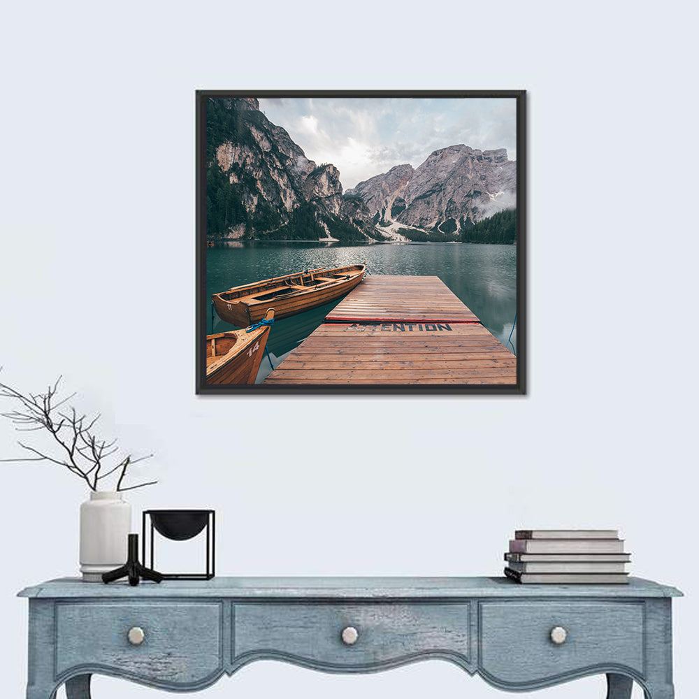 Lago Di Braies Dock, Dolomites Wall Art