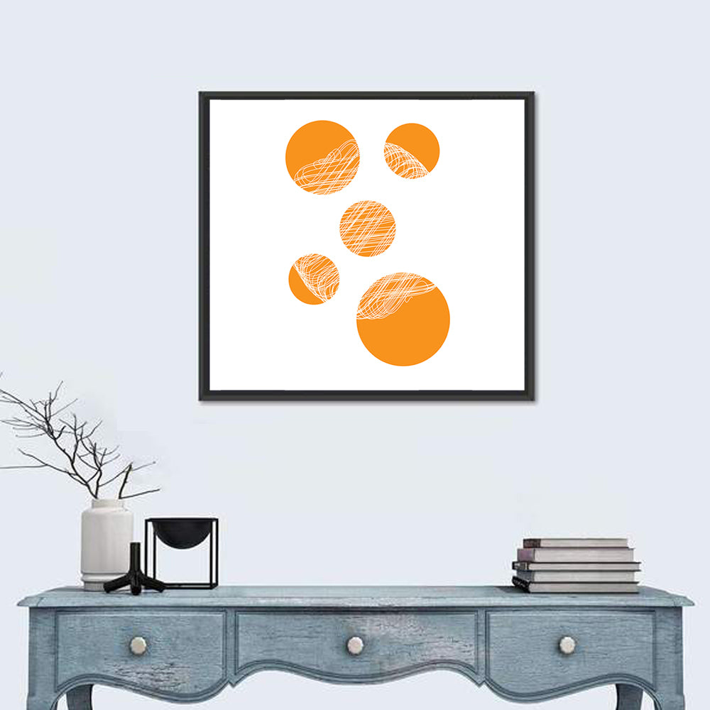 Asymmetrical Orange Circles Wall Art