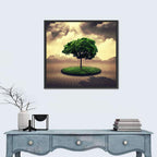 Circular Grass Oasis with Lone Tree Wall Art