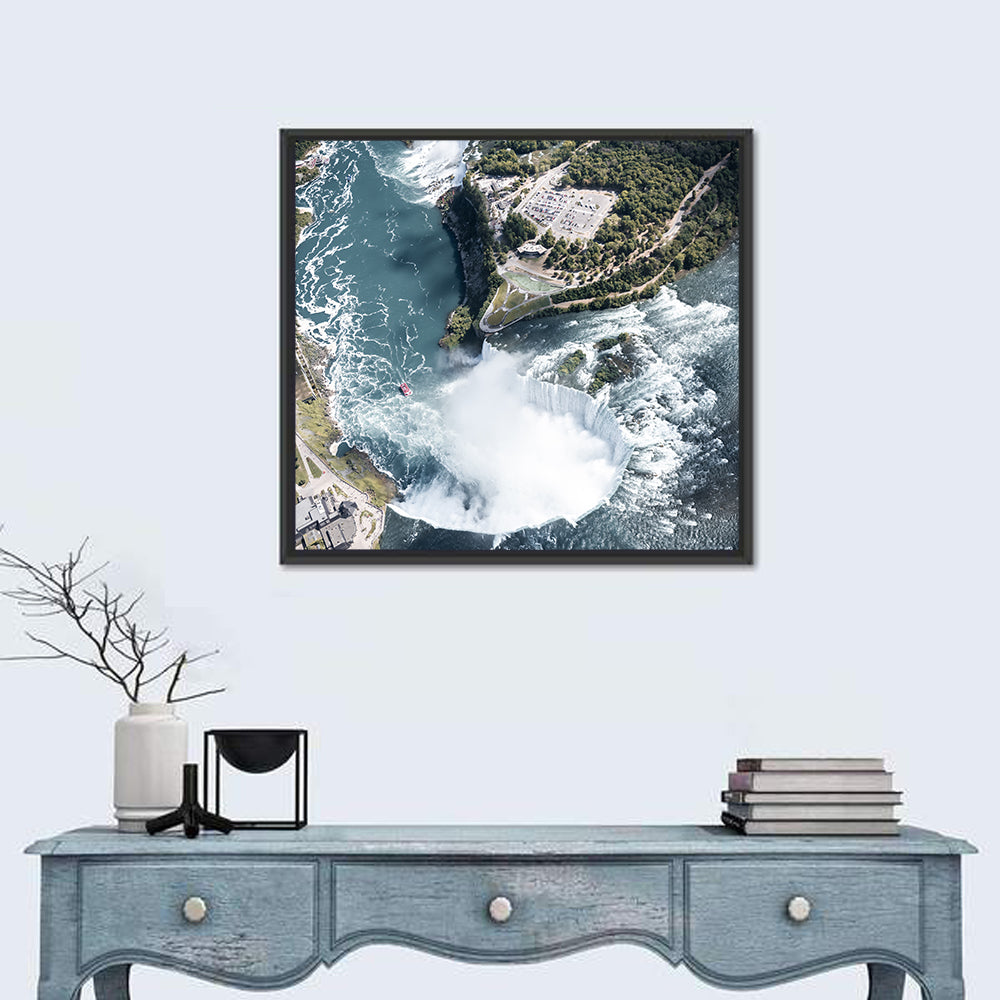 Horseshoe Falls Aerial View, Niagara Wall Art in a room, square