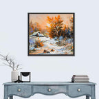 Winter Cottage Landscape Wall Art