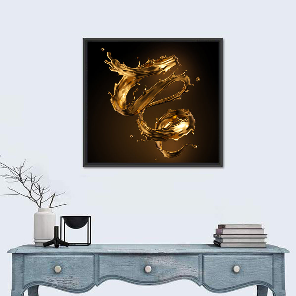 Liquid Gold Spiral Wall Art in a room, square