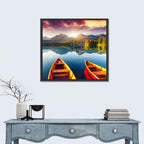 Three Boats on Slovak Mountain Lake Wall Art
