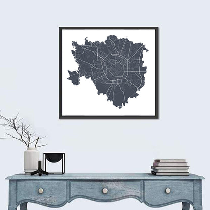 Milan City Map Wall Art