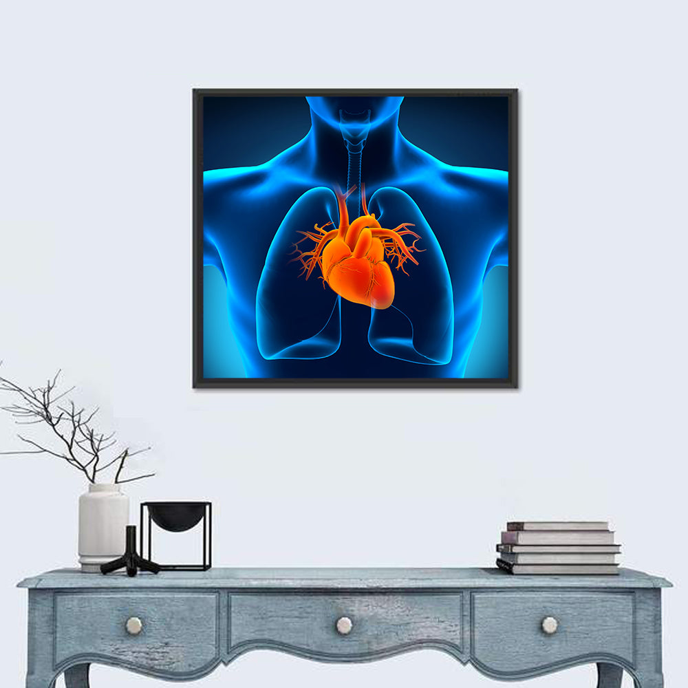 Glowing Heart Anatomy Illustration Wall Art