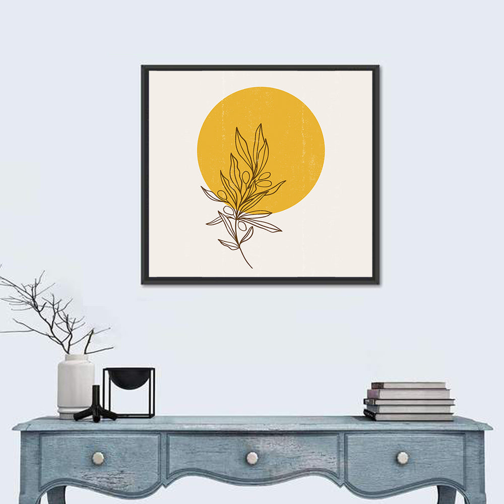 Olive Branch Sun Line Wall Art in a room, square