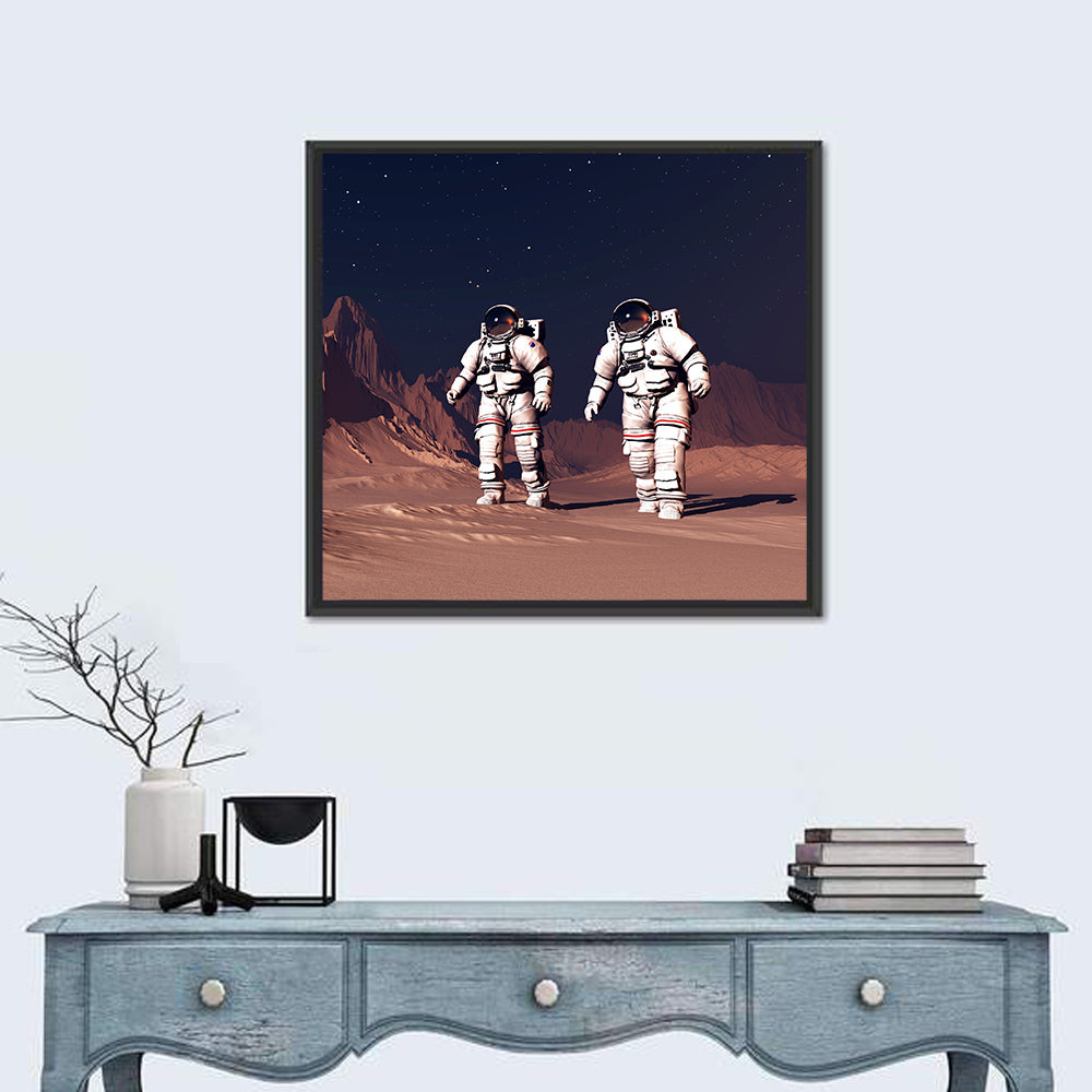 Two Astronauts on Desert Planet Wall Art