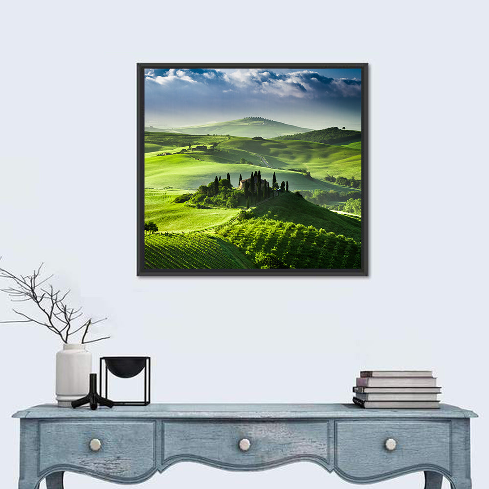 Sunrise Over San Quirico D Orcia Valley Wall Art