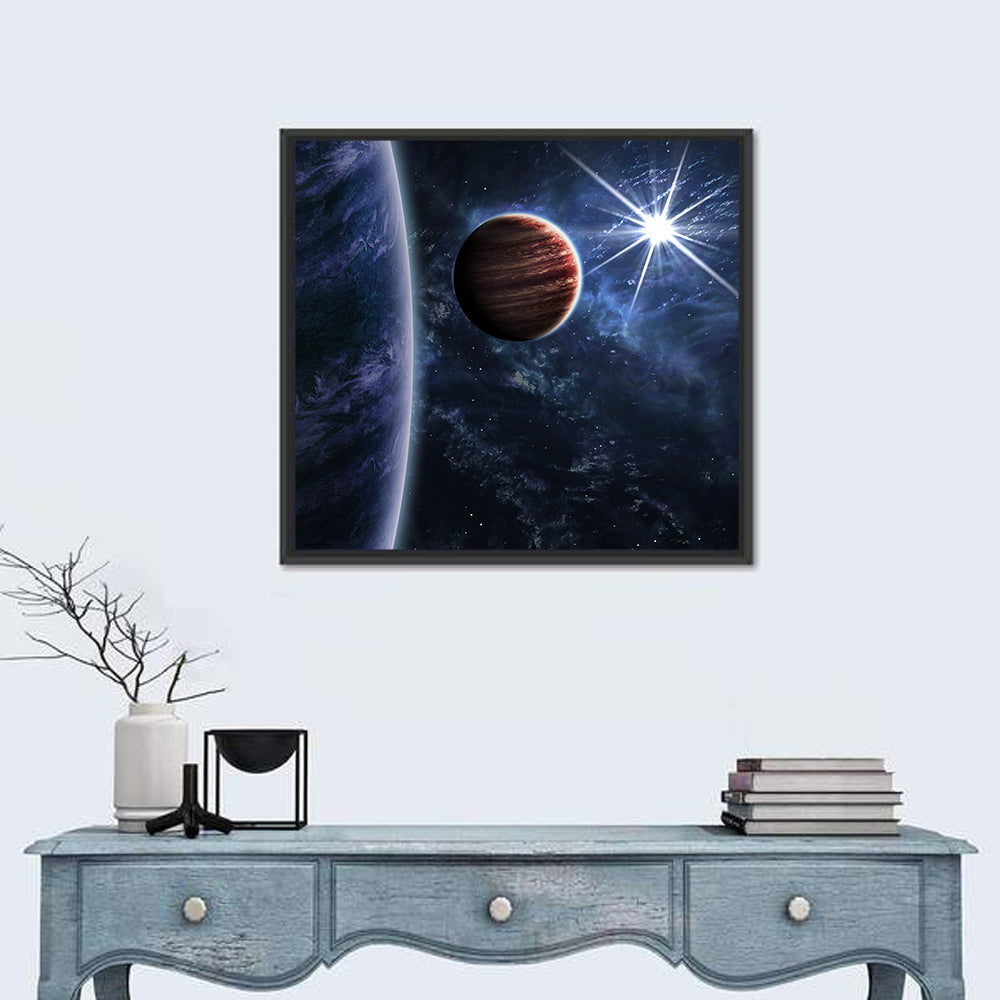 Blue Planet Closeup with Starburst Wall Art