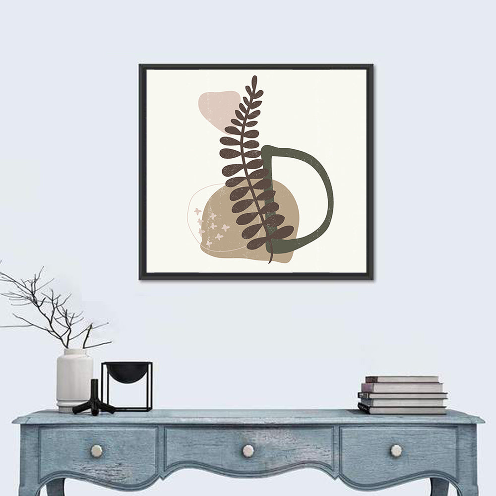 Letter D Botanical Vintage Wall Art in a room, square