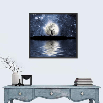 Man Infront Of Moon Wall Art