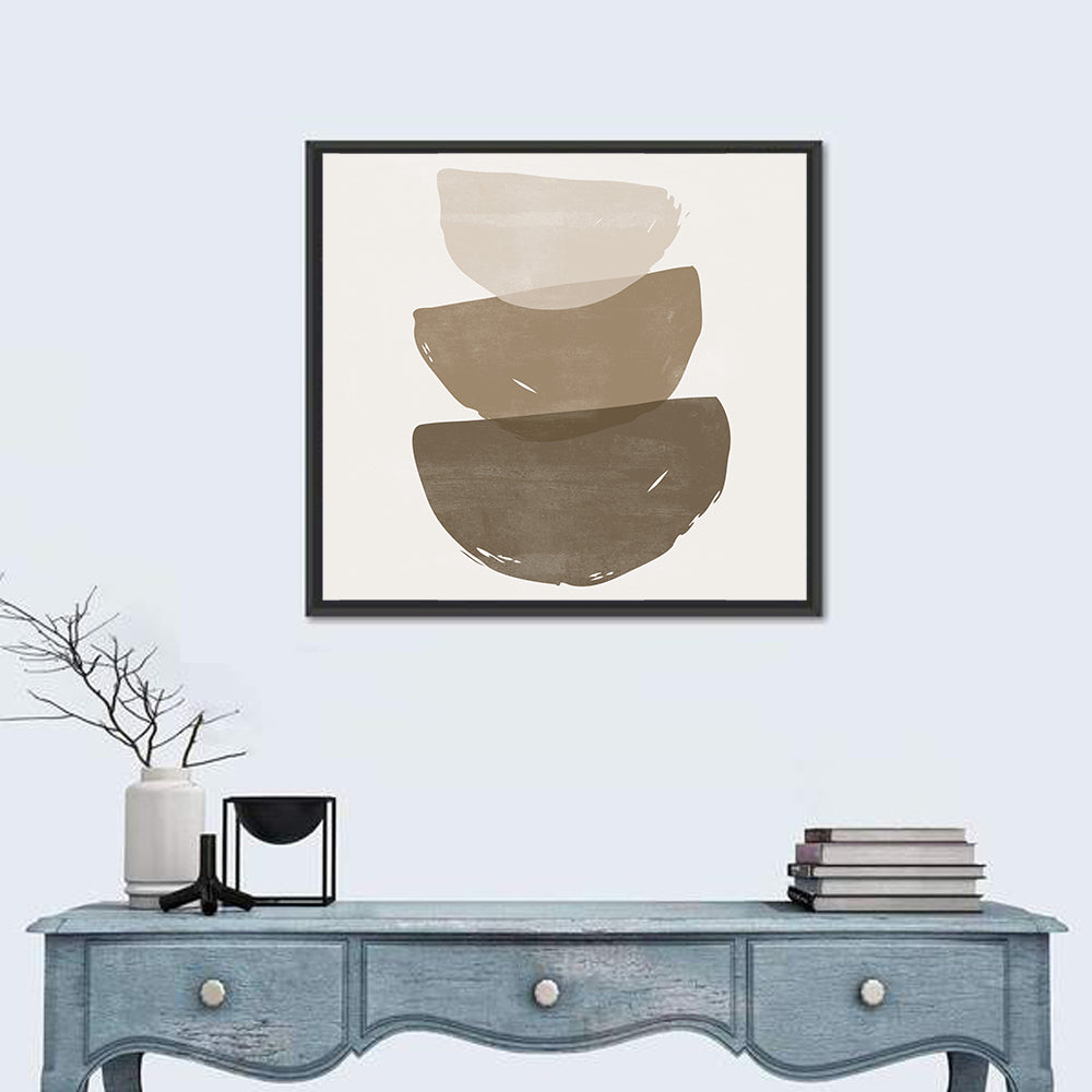 Sun and Moon Stacked Shapes Wall Art in a room, square