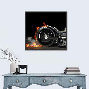 Black Motorcycle Burnout Wall Art