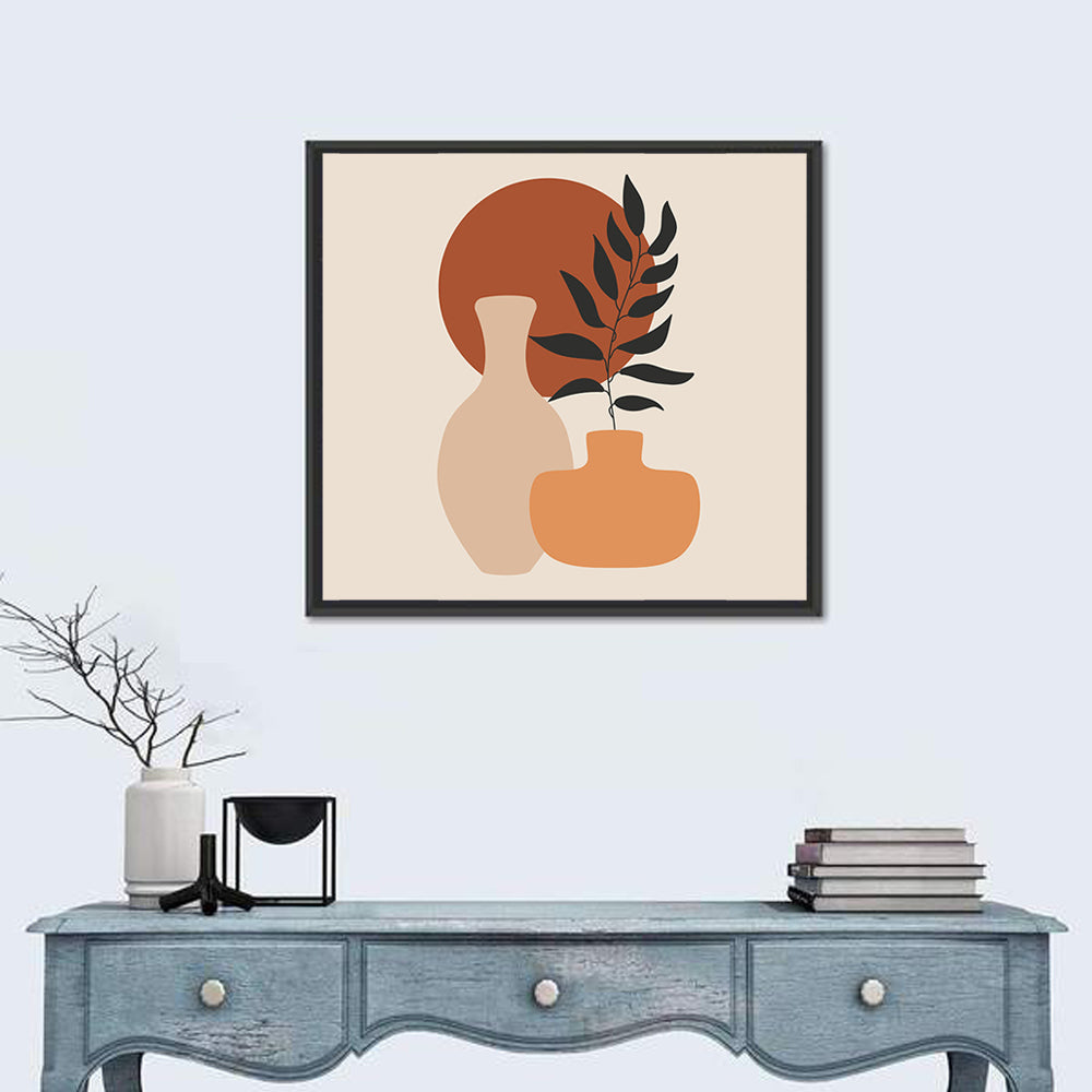 Abstract Botanical Vases Wall Art in a room, square