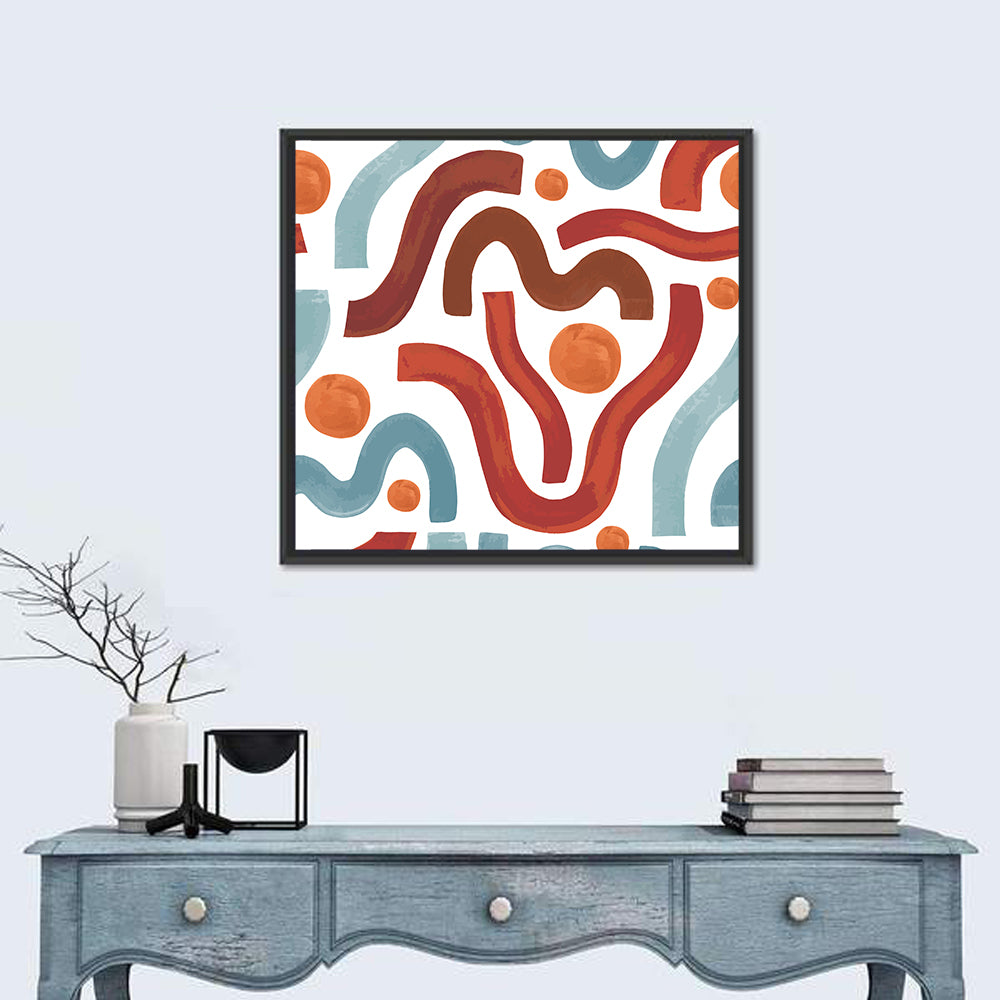 Minimal Watercolor Waves Wall Art in a room, square