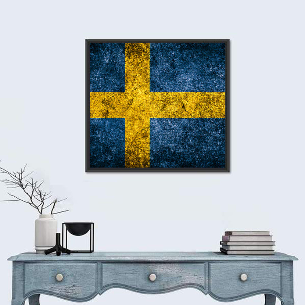 Distressed Sweden Flag Wall Art