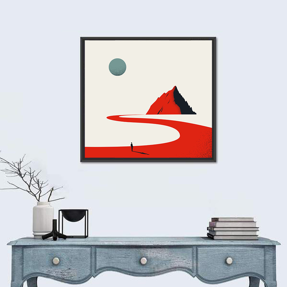 Career Path Mountain Illustration Wall Art in a room, square