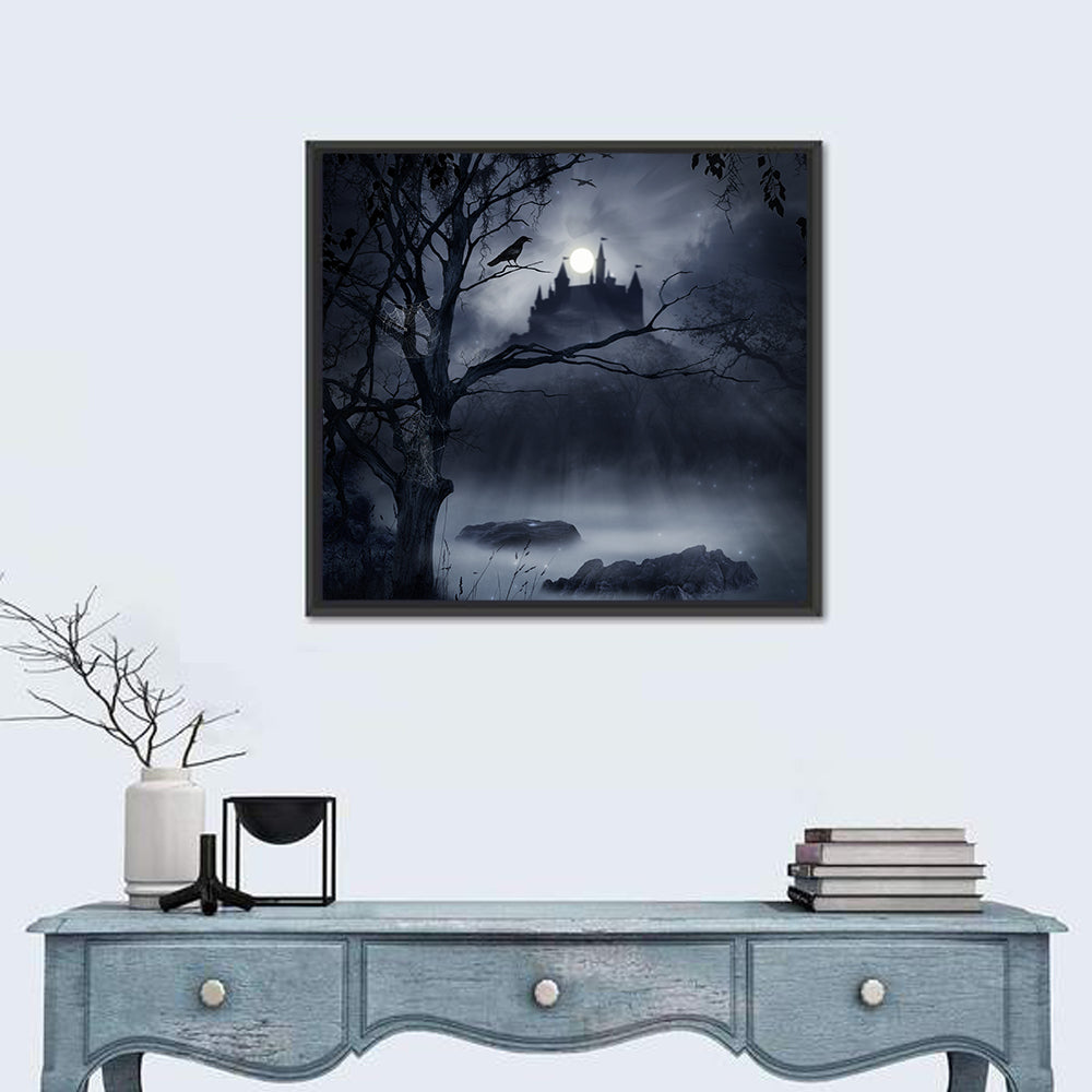 Moonlit Castle Over a Swamp Wall Art