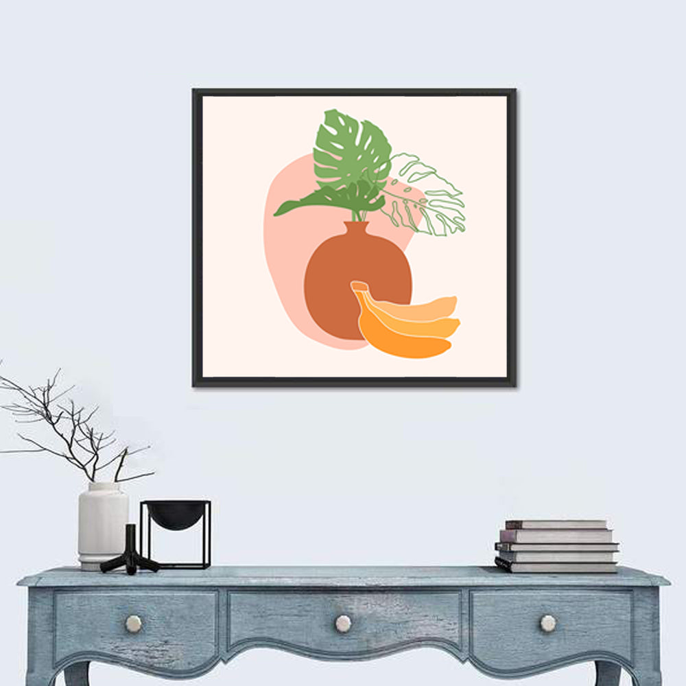 Monstera and Bananas Still Life Wall Art