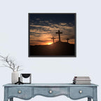 Three Crosses at Golden Sunset Wall Art