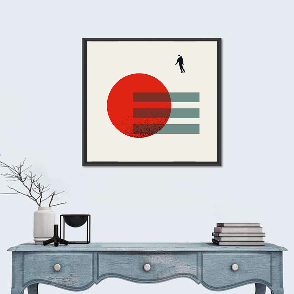 Minimalist Astronaut and Red Planet Wall Art