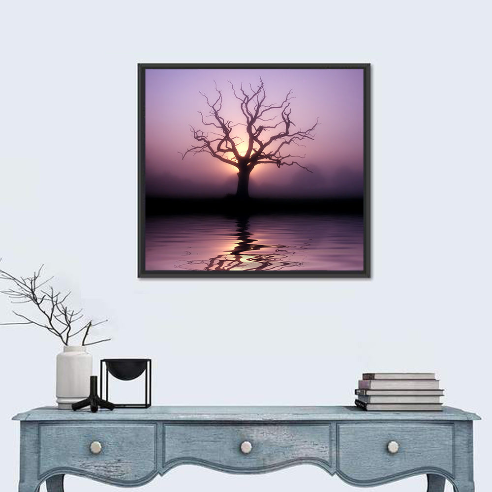 Bare Tree at Dawn Wall Art in a room, square