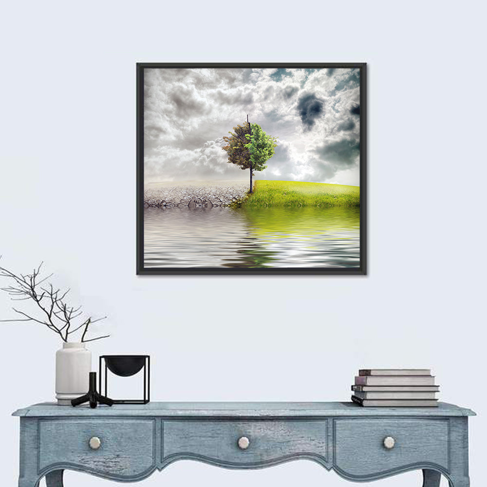 Tree Between Life and Decay Wall Art in a room, square