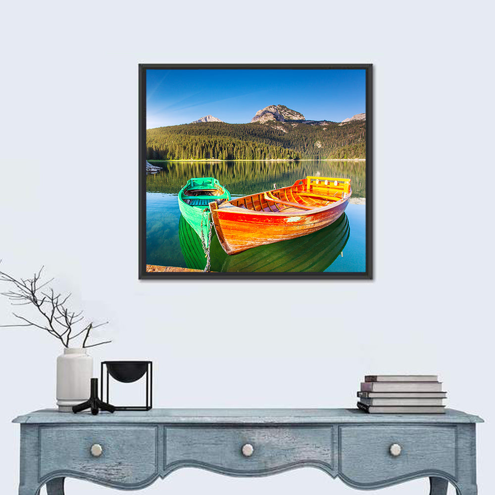 Boats at Black Lake Montenegro Wall Art