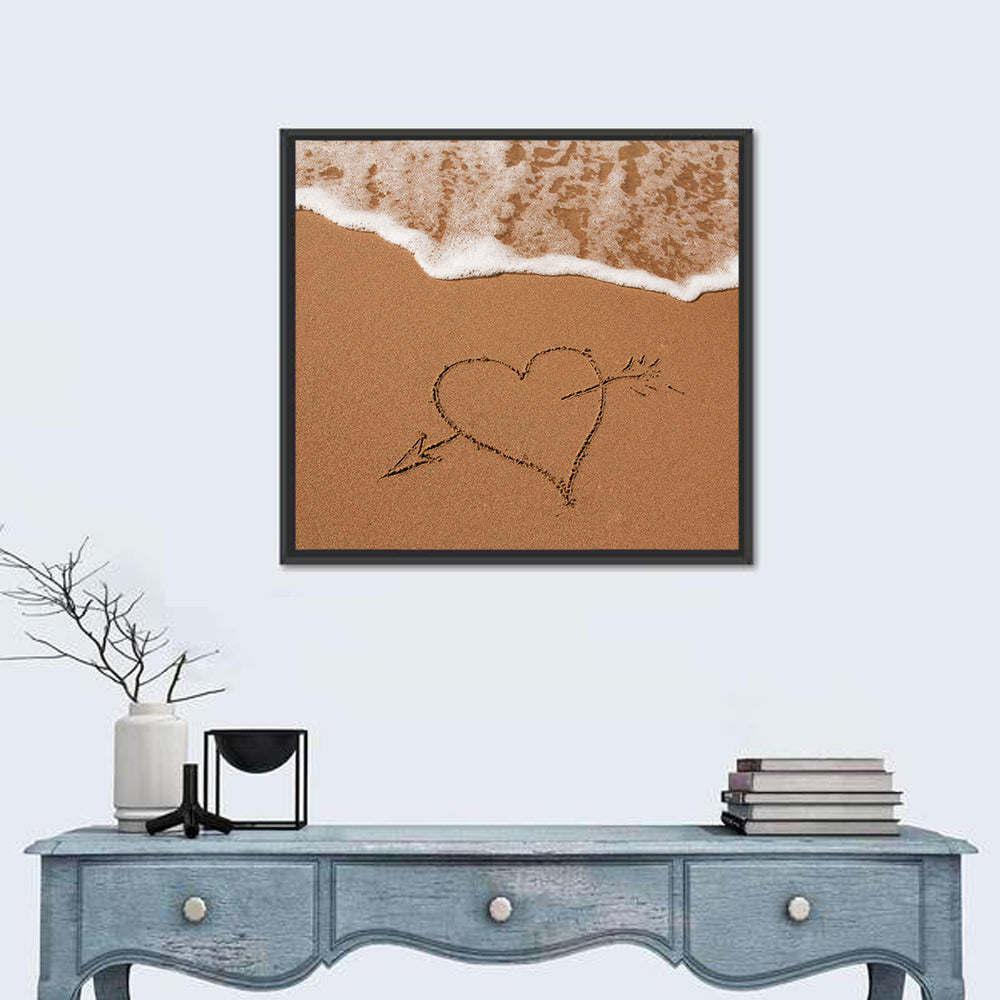 Heart in the Sand Wall Art in a room, square