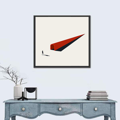 Silhouette in Red Tunnel Wall Art