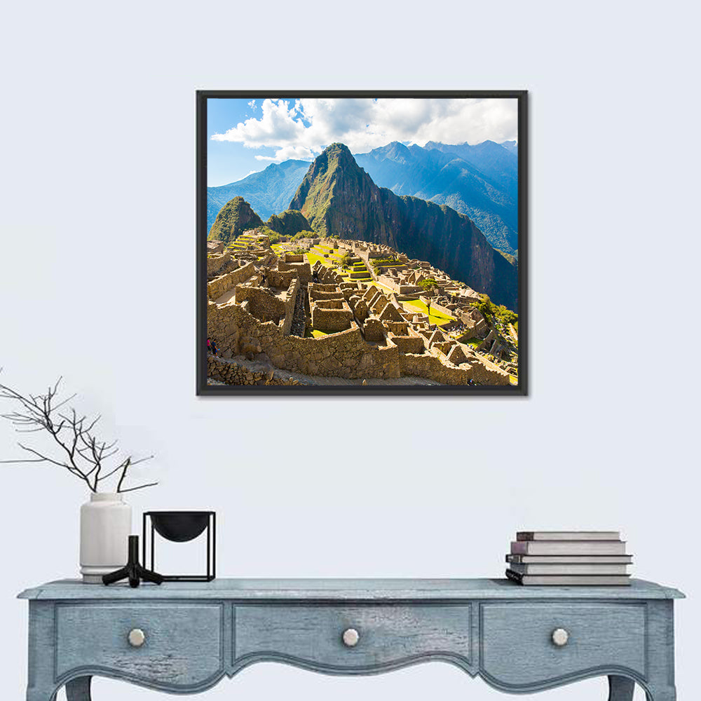 Terraced Ruins of Machu Picchu Wall Art in a room, square