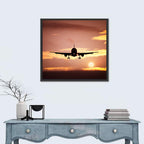 Airplane with Landing Gear at Sunset Wall Art