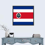 Costa Rica Flag with Coat of Arms Wall Art