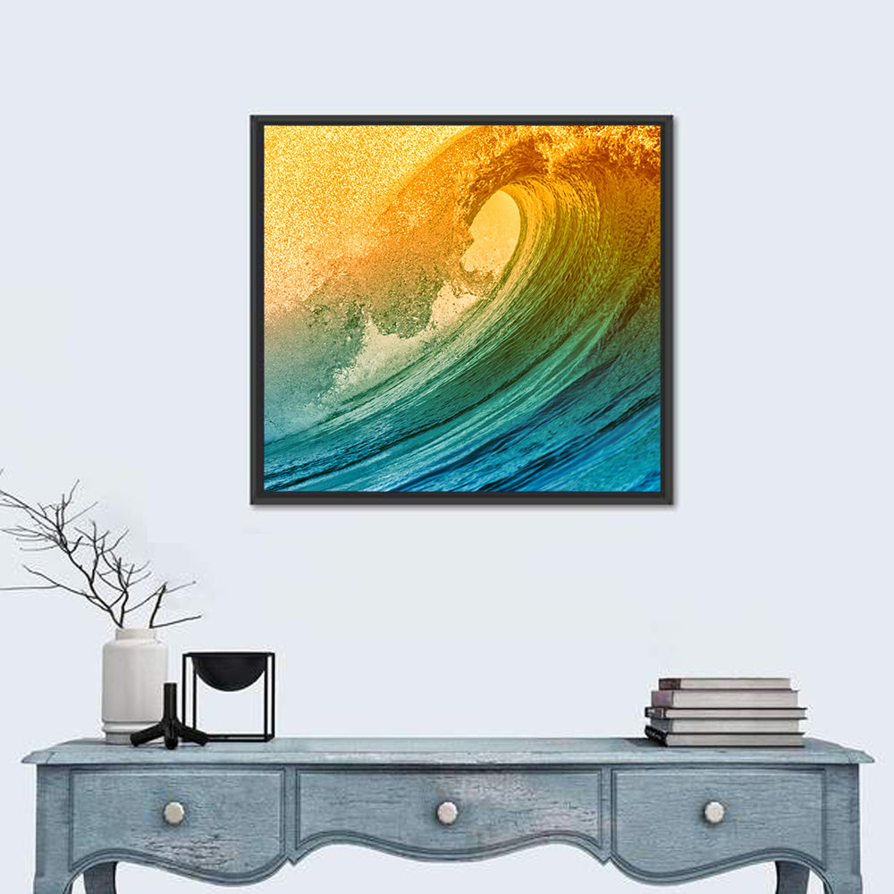 Barrel Wave at Sunset Wall Art
