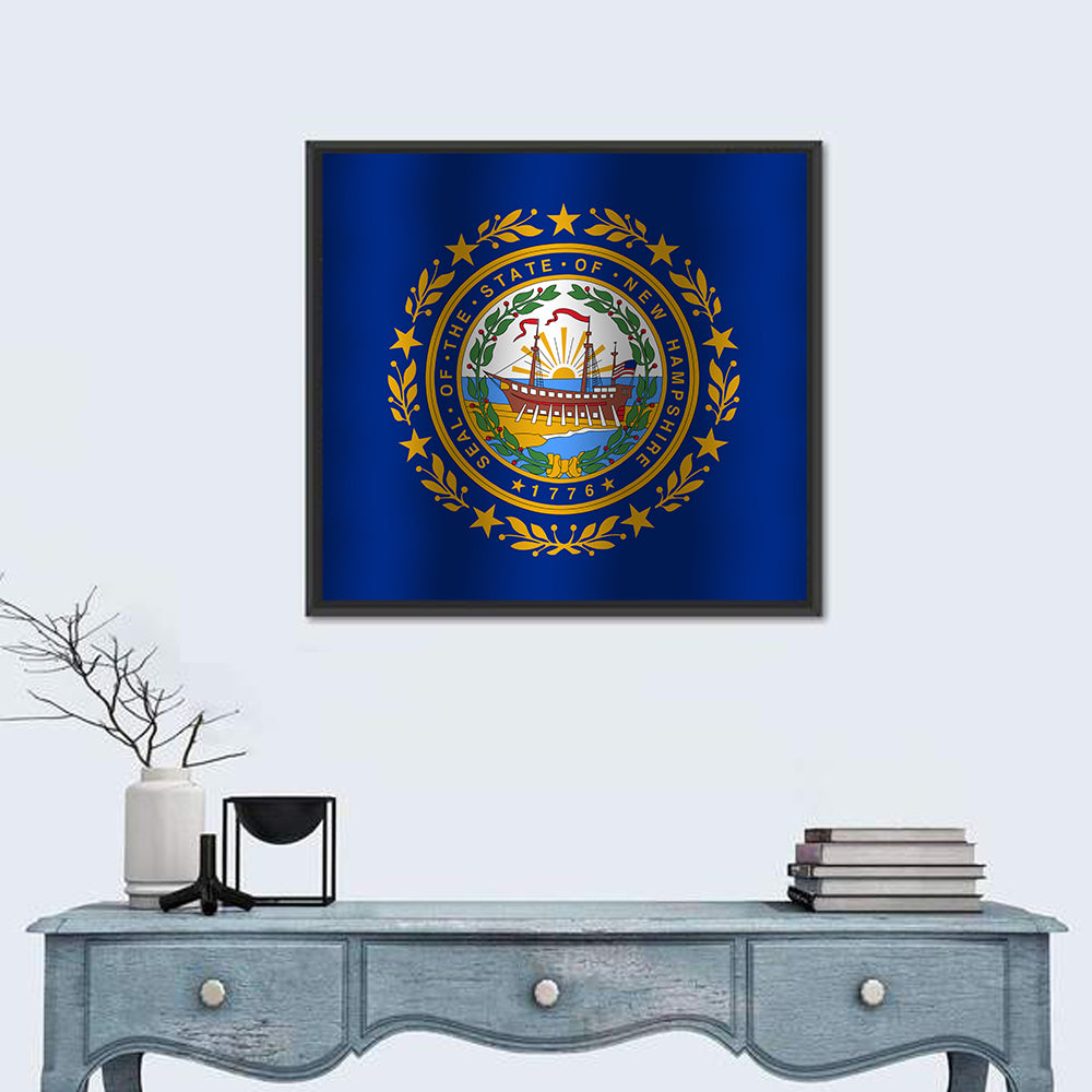 New Hampshire Flag with Ship Emblem Wall Art