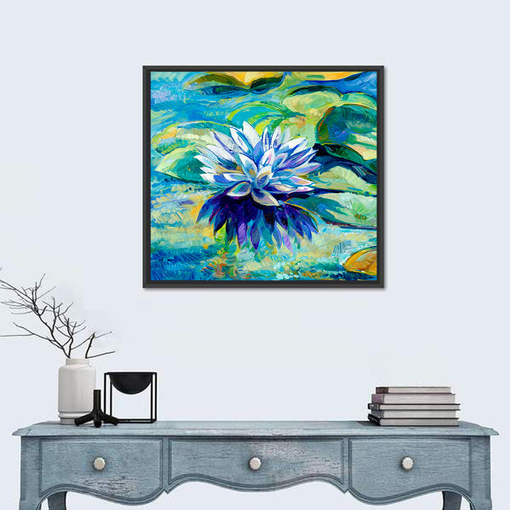 Impressionist Water Lily Study Wall Art in a room, square