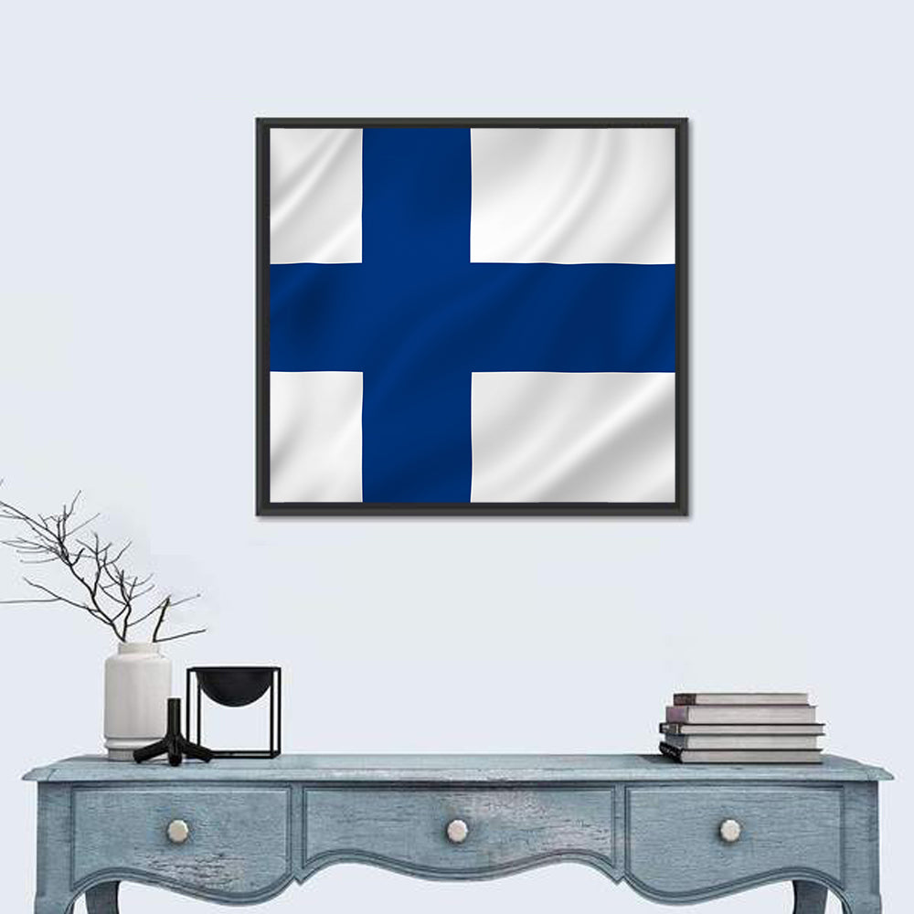 Finnish Flag with Rippling Texture Wall Art