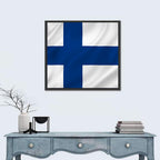 Finnish Flag with Rippling Texture Wall Art