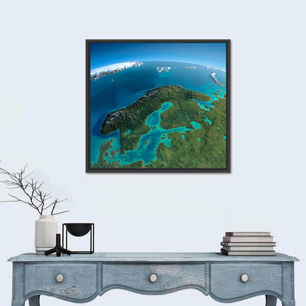 Scandinavia from Space Wall Art in a room, square
