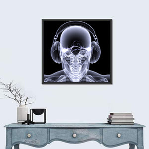Skeleton X-Ray Wearing Headphones Wall Art