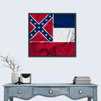 Mississippi State Flag Waving Wall Art