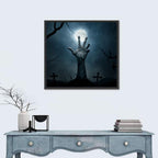 Rising Zombie Hand Under Moonlight Wall Art