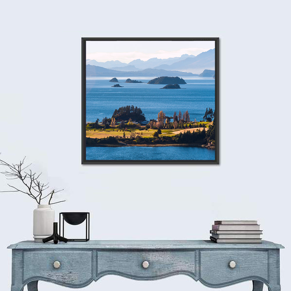 Nahuel Huapi Lake Golden Hour Wall Art in a room, square