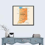 Indiana State Map Wall Art
