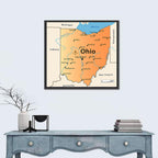 Ohio State Map Wall Art